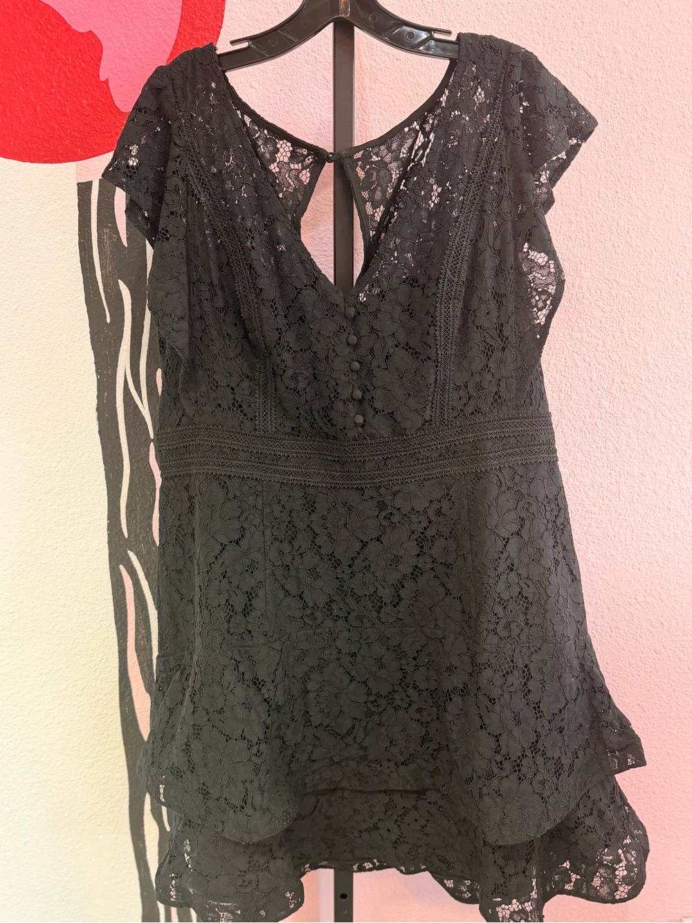 City Chic Black Lace Fit & Flare Cap Sleeve Dress Size 16